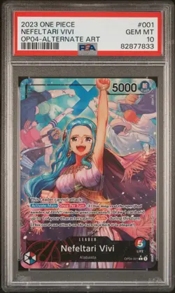 2023 ONE PIECE OP04 001 NEFELTARI VIVI KINGDOMS OF INTRIGUE ALT ART PSA 10 - Image 1
