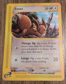Eevee 75/147 Aquapolis Non Holo Pokemon Card MP Free Shipping - Image 1