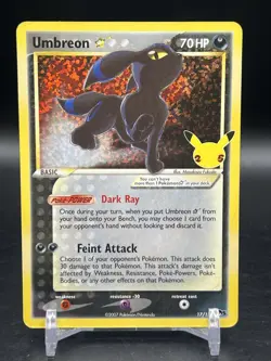 Umbreon Gold Star 17/17 Celebrations: Classic Collection Holo Pokemon English NM - Image 1