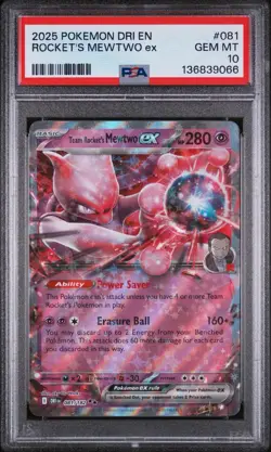 Pokemon 2025 Sv10: Destined Rivals Team Rocket's Mewtwo ex 081/182 PSA 10 - Image 1
