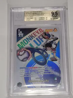 One Piece Beckett Graded BGS 9.5 Monkey.D.Luffy (Dodgers x ONE PIECE) EB02-010 - Image 1