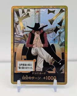 Dracule Mihawk OP14 Gold Don!! Manga Azure Sea's Seven One Piece Card English - Image 1