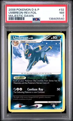 Umbreon-Rev.Foil Pokemon Diamond & Pearl Majestic Dawn 32 NM PSA 7 - Image 1