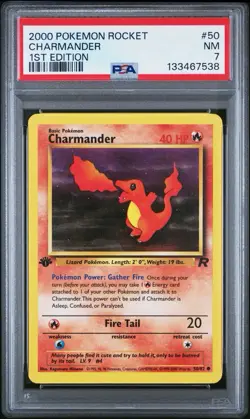 2000 POKEMON ROCKET 1ST EDITION CHARMANDER 50 PSA 7 - Image 1