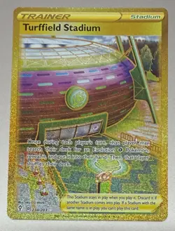 POKEMON TCG TURFFIELD STADIUM 234/203 EVOLV SKIES GOLD RARE MINT PACK TO SLEEVE - Image 1