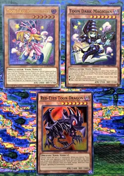 Yugioh! 3 Card Lot Toon Dark Magician Dark Magician Girl Red-Eyes Toon Dragon LP - Image 1