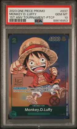 One Piece P-037 Luffy 1st Anniversary Tournament Participant Promo Anv PSA 10 - Image 1