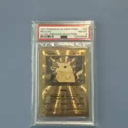 Pikachu 58/102 Gold Metal 2021 Celebrations UPC PSA 8 NM-MT Pokemon Card - Image 1