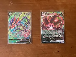 Pokemon TCG Eternatus V & VMAX Holo 2 Card Lot English SWSH044-045 LP ++ - Image 1