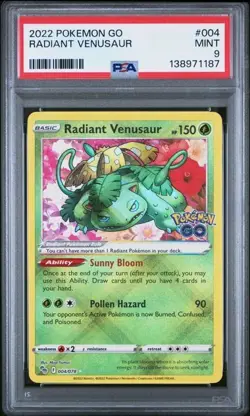 RADIANT VENUSAUR 2022 Pokemon GO #4 PSA 9 MINT - Image 1