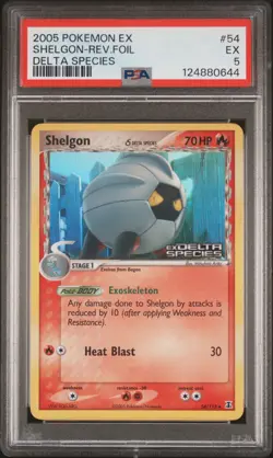 2005 POKEMON EX DELTA SPECIES #54 SHELGON-REVERSE FOIL PSA 5 - Image 1