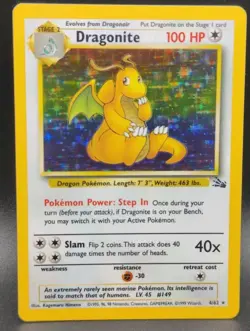 Dragonite 4/62 Fossil Holo Rare Pokemon TCG, NM. - Image 1
