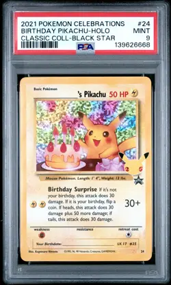 Birthday Pikachu Holo 24 Celebrations Classic Collection Pokemon PSA 9 *668 - Image 1