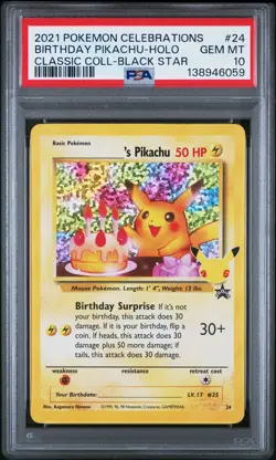 Birthday Pikachu Holo 24 Celebrations Classic Collection Pokemon PSA 10 *059 - Image 1