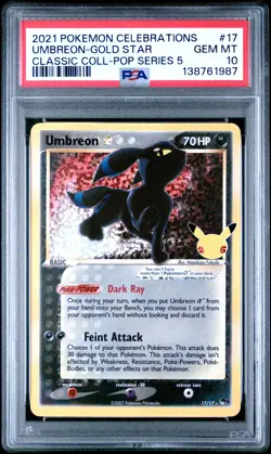 Umbreon-gold Star 17 Celebrations Classic Collection Pokemon PSA 10 *987 - Image 1