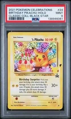 Birthday Pikachu Holo 24 Celebrations Classic Collection Pokemon PSA 9 *061 - Image 1
