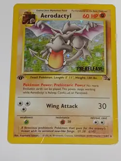 First Edition Pre Release Aerodactyl 1/62 Pokemon Fossil - Image 2