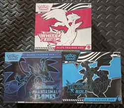 Pokemon TCG ETB Sealed LOT of 3 - Black Bolt, White Flare, Phantasmal Flames - Image 1