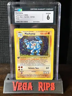 CGC 6 EX/NM Machamp 8/102 Base Set Holo 1st Edition Holographic Rare Pokemon - Image 1