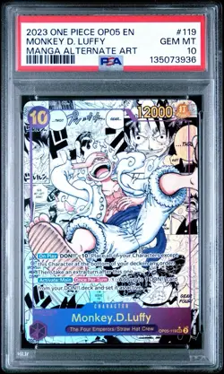 One Piece Card Game Monkey D. Luffy Manga Alternate Art OP05-119 PSA 10 English - Image 1