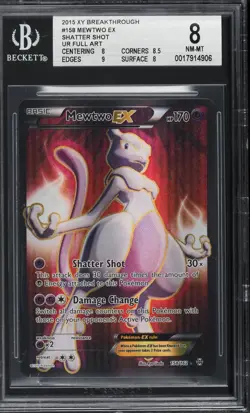 BGS 8 Mewtwo EX Full Art Breakthrough 2015 Pokemon Card #158 - Image 1
