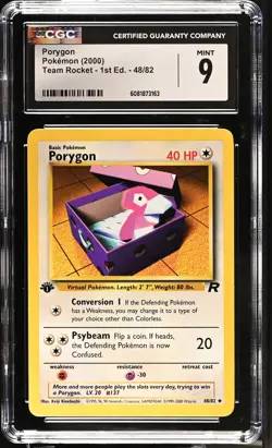 CGC 9 MINT Porygon Team Rocket 1st Edition 48/82 Pokemon Card - Image 1