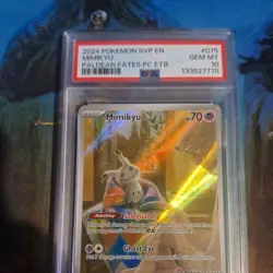 PSA 10 Mimikyu Paldean Fates Pokemon Center Stamp Exclusive ETB SVP 075 GEM MINT - Image 2