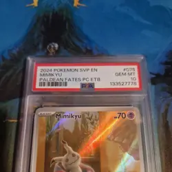 PSA 10 Mimikyu Paldean Fates Pokemon Center Stamp Exclusive ETB SVP 075 GEM MINT - Image 3