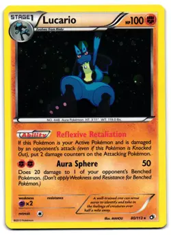 Lucario 80/113 - Legendary Treasures Rare Pokemon TCG Holo - LP Card - Image 1