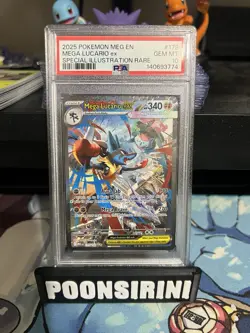 2025 Pokemon MEG EN Mega Lucario EX SIR PSA Gem Mint 10 - Image 1