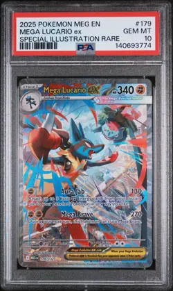 2025 Pokemon MEG EN Mega Lucario EX SIR PSA Gem Mint 10 - Image 3