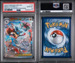 2025 Pokemon MEG EN Mega Lucario EX SIR PSA Gem Mint 10 - Image 5