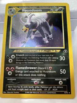 Pokemon Houndoom Holo Neo Discovery #4/75 - Vintage WOTC 2001 - Played - Image 1