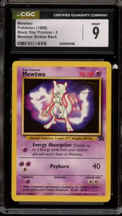 Pokemon Mewtwo Movie WB Black Star Promo #3 CGC 9 Mint - Image 1