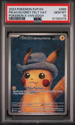 PIKACHU GREY FELT HAT POKEMON X VAN GOGH 2023 SVP PSA 10 - Image 3