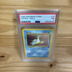 1999 Pokemon Fossil Unlimited 10/62 Holo Lapras PSA Grade 7 NM Near Mint - Image 2