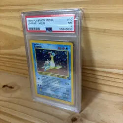 1999 Pokemon Fossil Unlimited 10/62 Holo Lapras PSA Grade 7 NM Near Mint - Image 3