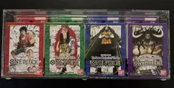 One Piece Super Pre-Release Deck Set (1-4) - Sealed w/Acrylic Display Case - New - Image 1