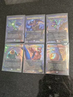 MTG Marvel Spider-Man Scene FOIL Borderless NM 6 Card Set SPE Venom Green Goblin - Image 1
