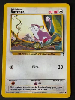 Rattata Pokemon Uncommon Card Legendary Collection 89/110 - 2002 - Image 1