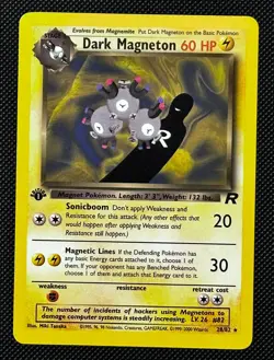 Pokemon Card Dark Magneton 28/82 Non Holo Rare Team Rocket 1st Edition WOTC NM - Image 1