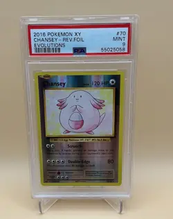 2016 POKEMON XY EVOLUTIONS #70 CHANSEY-REVERSE FOIL PSA 9 - Image 1