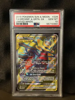 2019 POKEMON SUN & MOON UNIFIED MINDS FULL ART/GARCHOMP & GIRATINA GX PSA 10 - Image 1