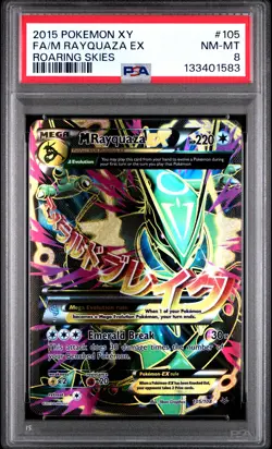 2015 POKEMON XY ROARING SKIES #105 FULL ART/M RAYQUAZA EX PSA 8 - Image 1