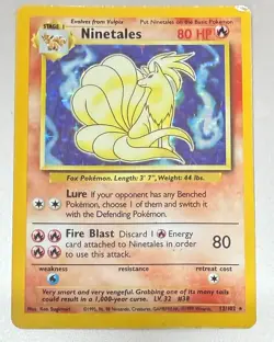 POKEMON TCG NINETALES 13/102 RARE HOLO BASE SET MODERATE/HEAVY PLAY - Image 1