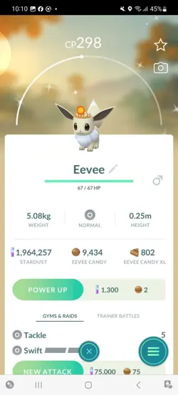 Pokemon Go Shiny Eevee Sun Crown - Image 1