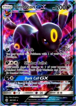 Pokemon TCG Umbreon GX 80/149 SM Base Set Holo NM (SKU 1-2) - Image 1