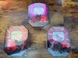 BRAND NEW SEALED Pokemon TCG Destined Rivals Team Rocket Tin Set of 3 ✅ - Image 1