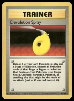PL-LP Devolution Spray 72/102 Base Set Rare Trainer WOTC Pokemon Card 1999 - Image 1