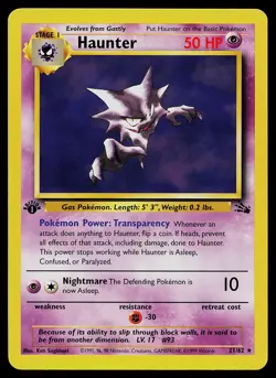 Pokemon Card - Haunter Fossil 21/62 Rare 1st Edition - Image 1